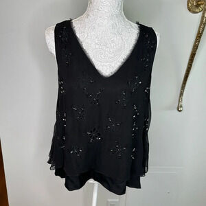 Elie Tahari Silk Top with Rhinestone Embellishment Sz S